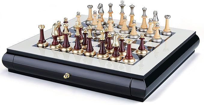 Wooden Chess Set, Large Size Board with 2 Built-in Storage Drawers, Board Games Chess Sets for Adults and Kids